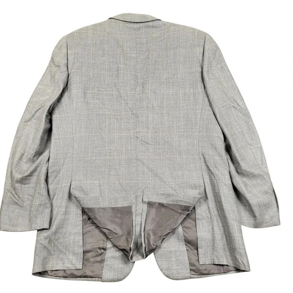 Ermenegildo Zegna For Bergdorf Goodman Mens Wool Silk Linen Suit Blazer Gray 42L
